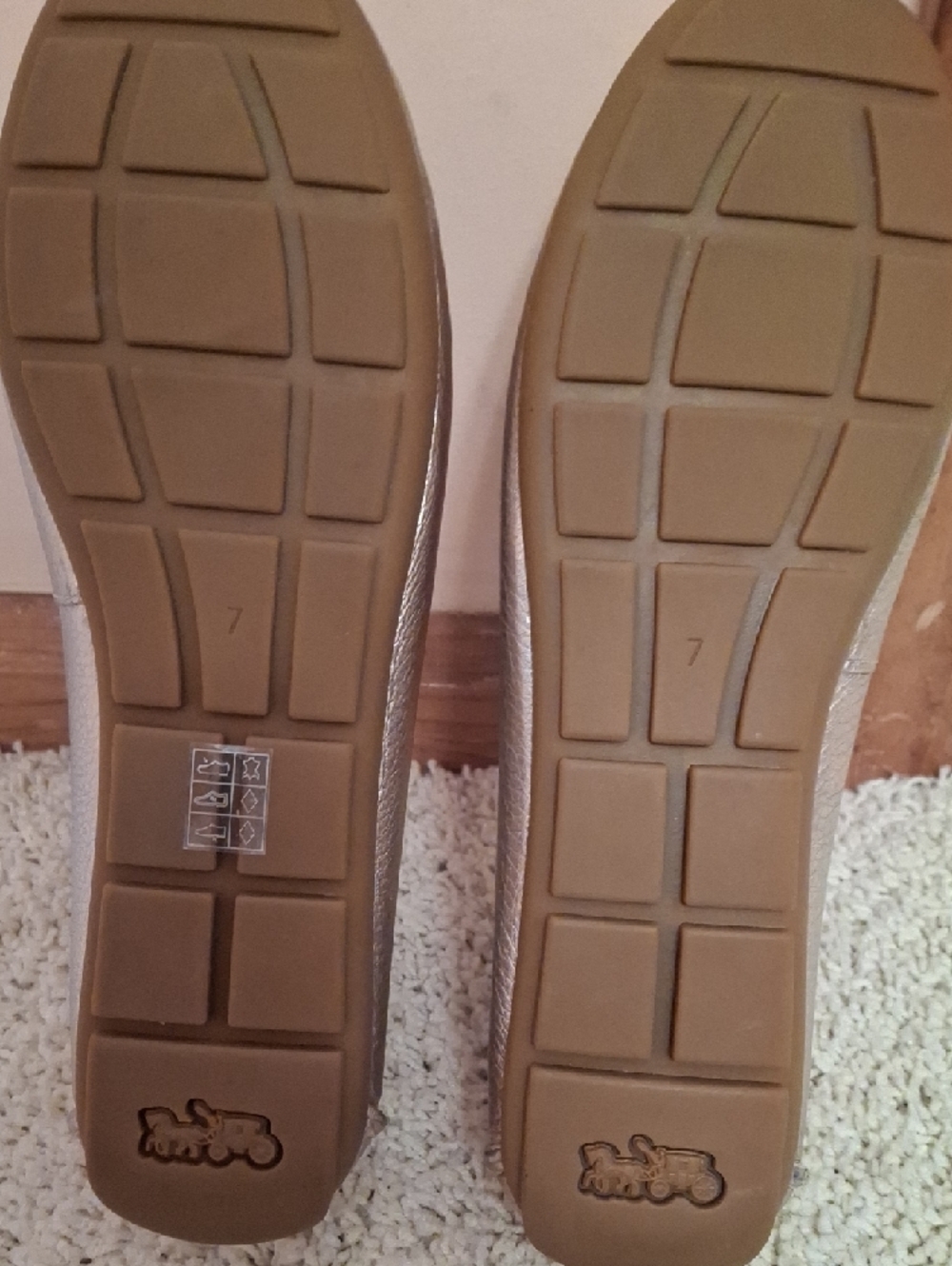 Coach Metallic Champagne Leather Penny Loafers - Picture 2 of 5
